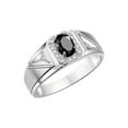 thumbnail image 4 of RYLOS Men's Rings Sterling Silver Classic 7X5MM Oval Gemstone & Diamond Ring Onyx October Birthstone Rings For Men Size 11, 4 of 7