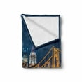 thumbnail image 2 of City Pittsburgh Soft Flannel Fleece Throw Blanket, Rachel Carson Bridge and Reflection on River Landscape Nighttime, Cozy Plush for Indoor and Outdoor Use, 60" x 80", Multicolor, by Ambesonne, 2 of 6