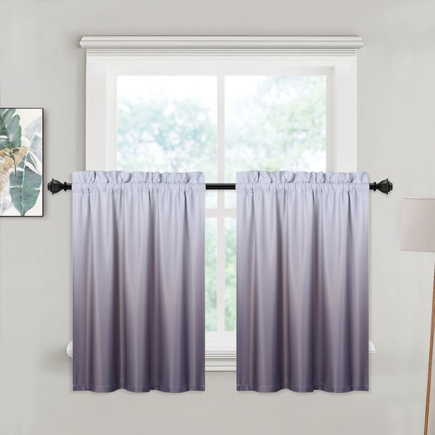 GlowSol 30"W x 24"L Bathroom Window Curtains Short Tier Curtain for