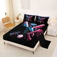 thumbnail image 2 of Erosebridal Light Purple Dripping Black Background Crossed Baseball Bats & Helmet Graphic Queen Sheet Sets 4 Pieces, Playful Graphic Bed Set for Boys And Girls Kids,Super Cozy Room Decor, 2 of 5
