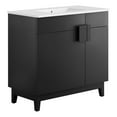 thumbnail image 3 of Modway Miles 36" Wood Bathroom Vanity with Tapered Legs in White/Black, 3 of 11