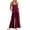 Wine, variant on Womens Jumpsuits Ribbed Overall Solid Color Square Neck Sleeveless Summer Casual Wide Leg Loose Rompers Jumpers with Pockets