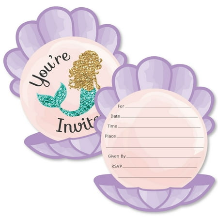 Let's Be Mermaids - Shaped Fill-In Invitations - Baby Shower or Birthday Party Invitation Cards with Envelopes - 12 (Best 40th Birthday Invitations)