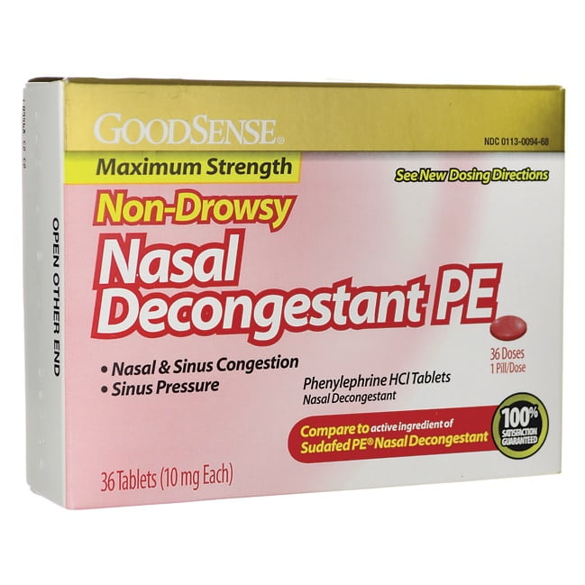 GoodSense Nasal Decongestant Phenylephrine HCl 10 mg tablets, 36-count