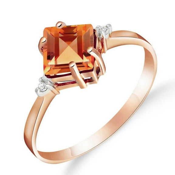 Galaxy Gold 14K Rose Gold Citrine and Diamond Accent Petite Ring - November Birthstone - Warmth & Prosperity - Sizes 5.5 to 11 - Fine Jewelry for Women