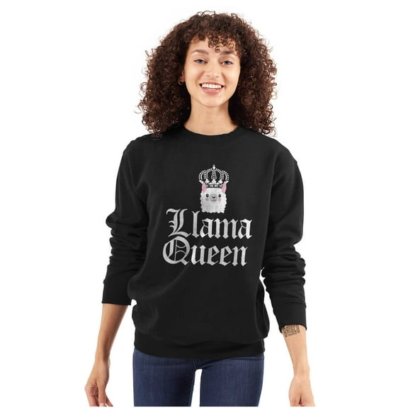 Llama Queen Save Drama Alpaca Animal Women Plus Size Crewneck Sweatshirt Brisco Brands 2X