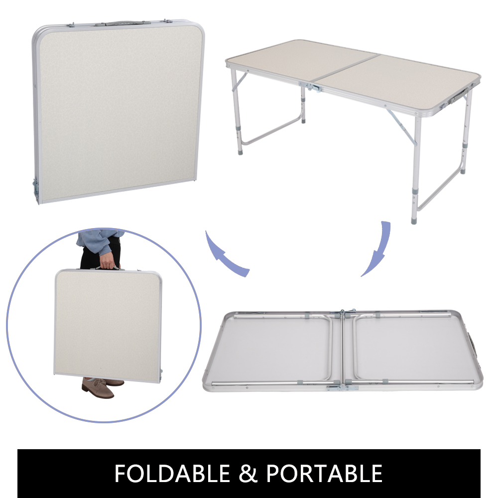 Foldin Camping Table, Protable Outdoor Picnic Table, 4 Feet Aluminum Utility Suitcase Desk with Carry Handle, Height Adjustable Camping Table for Picnic, BBQ, Party, Dining, I5434 - image 4 of 9