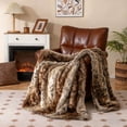 thumbnail image 3 of JWRWEFA Fluffy Faux Fur Throw Blanket, 760GSM Luxury Faux Raccoon Fur Blanket with Fleece Lining, Soft Fuzzy Warm Throw for Sofa, Bed & Couch, 60" x 80", Coffee, 3 of 10