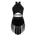 thumbnail image 5 of Miutii Kids Girls Glittery Rhinestone Backless Ballet Leotard Dress Lyrical Jazz Latin Modern Dance Black 16, 5 of 9