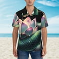 thumbnail image 2 of Fuzoiu Snake Holding A Lotus Print Hawaiian Shirt for Men, Summer Beach Casual Short Sleeve Button Down Shirts, Men’s Beach Summer Shirts with Pocket,3X-Large, 2 of 7