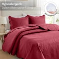 thumbnail image 5 of Ameha 3 Piece Reversible Quilt Set Ultra Soft Floral Coverlet Microfiber Bedding Set Queen Burgundy All Season, 5 of 8