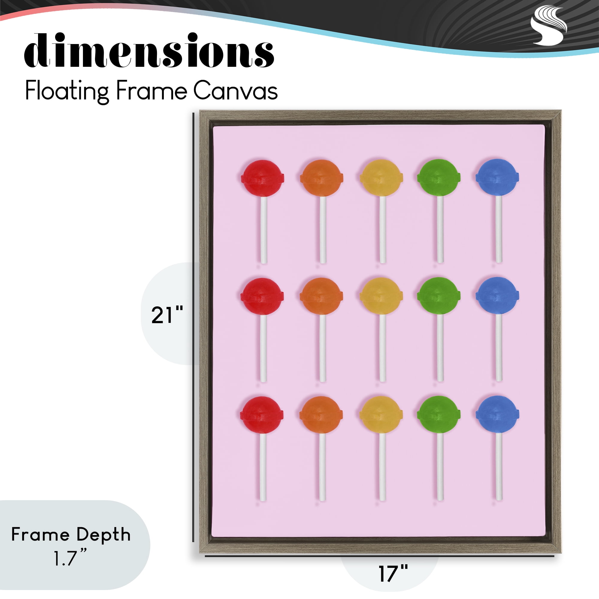 Stupell Industries Candy Pops on Light Pink Brown Framed Floater Canvas Wall Art, design by LISH Creative