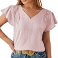 thumbnail image 2 of mfyjkho Tops Para Mujer, Camisa De Gasa De Color Liso Para Mujer, Jersey Holgado Con Cuello En V Y Manga Corta Para Primavera Y Verano Tops Para Mujer M, 2 of 6