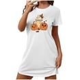 thumbnail image 2 of Sakmal Spooky Season Moomoo Night dress for Women Lightweight Short White Sleepwear Pumpkin Print Short Sleeve Nightgowns for Women, 2 of 5