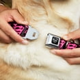 thumbnail image 2 of DC Comics Pet Collar, Dog Collar Metal Seatbelt Buckle, Diagonal Superman Logo Hearts Black Pink, 20 to 31 Inches 1.5 Inch Wide, 2 of 3