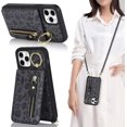 thumbnail image 5 of iPhone 11 Pro Max Case for Women with Card Holder,iPhone 11 Pro Max Phone Case Wallet with Strap,Crossbody Lanyard Cases with Credit Card Slots Kickstand Case Ring Holder,6.5" Black Leopard, 5 of 13