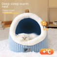 thumbnail image 2 of Nido para gatos cálido de otoño e invierno, nido para mascotas portátil semicerrado, casa para perros en 3D, 2 of 5