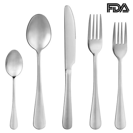 20-Piece Flatware Set, Stainless Steel Cutlery Tableware Dinnerware Utensils Set Service for 4 People - Knives, Tablespoons, Teaspoons, Forks, Dessert Forks
