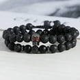 thumbnail image 2 of EOEMY 2Pcs/Set Luxury Men Women Cz Skull Ball Natural Lava Stone Beads Cool Bracelets-2Pcs Skull+Ball, 2 of 8