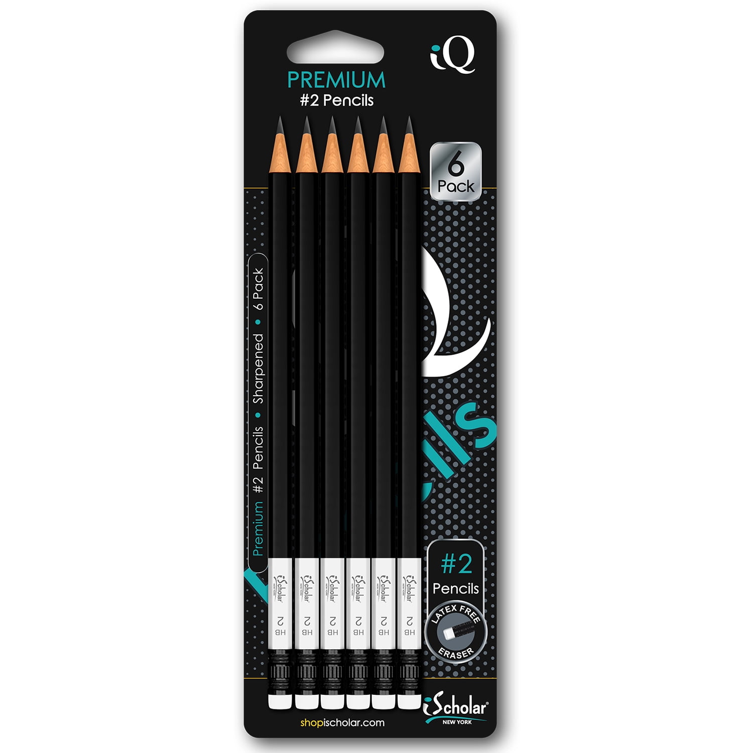 iScholar iQ 6 Pack Sharpened #2 Premium Pencils Blister (33126)