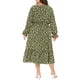 thumbnail image 3 of Vestido de mujer de tallas grandes Agnes Orinda, estampado floral bohemio, cuello en V, manga larga, dobladillo con volantes, vestido largo 1X verde oliva, 3 of 5