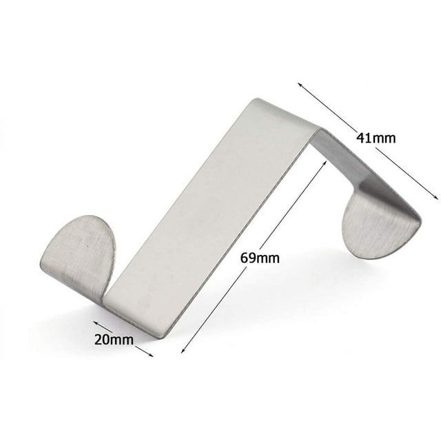 2-Pack Over The Door Hooks Stainless Steel Seamless Nail-Free Bathroom Kitchen Home Office Z Shape Single Colorful Back Door Hook Rack Hanger Organizer for Cloth Bag Towel Scarf Hat Silver