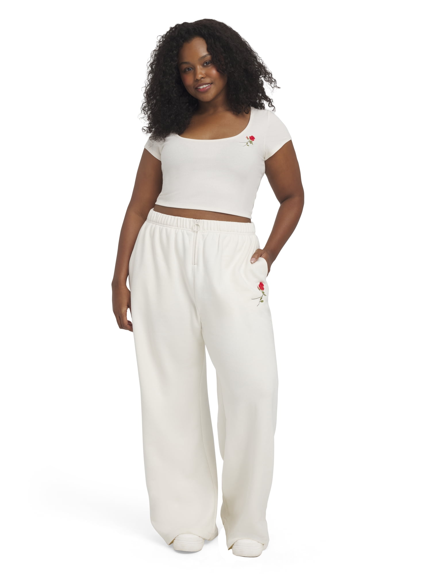 Mills by Millie Bobby Brown Women's Fleeced Terry Wide Leg Pants, Sizes XXS-XXL