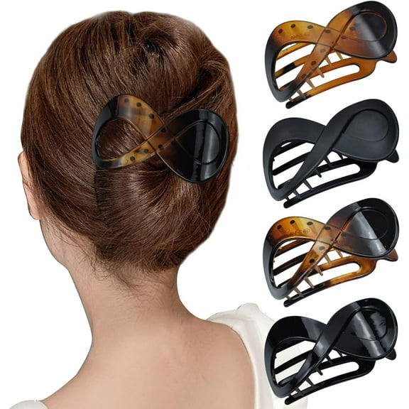 4pcs Hair Clips Large Women Claw Clips for Thick Hair Anti-Slip Hair Clamp Jaw Clips Strong Hold Big Hair Gripper French Design Hair Accessories for Women Girls