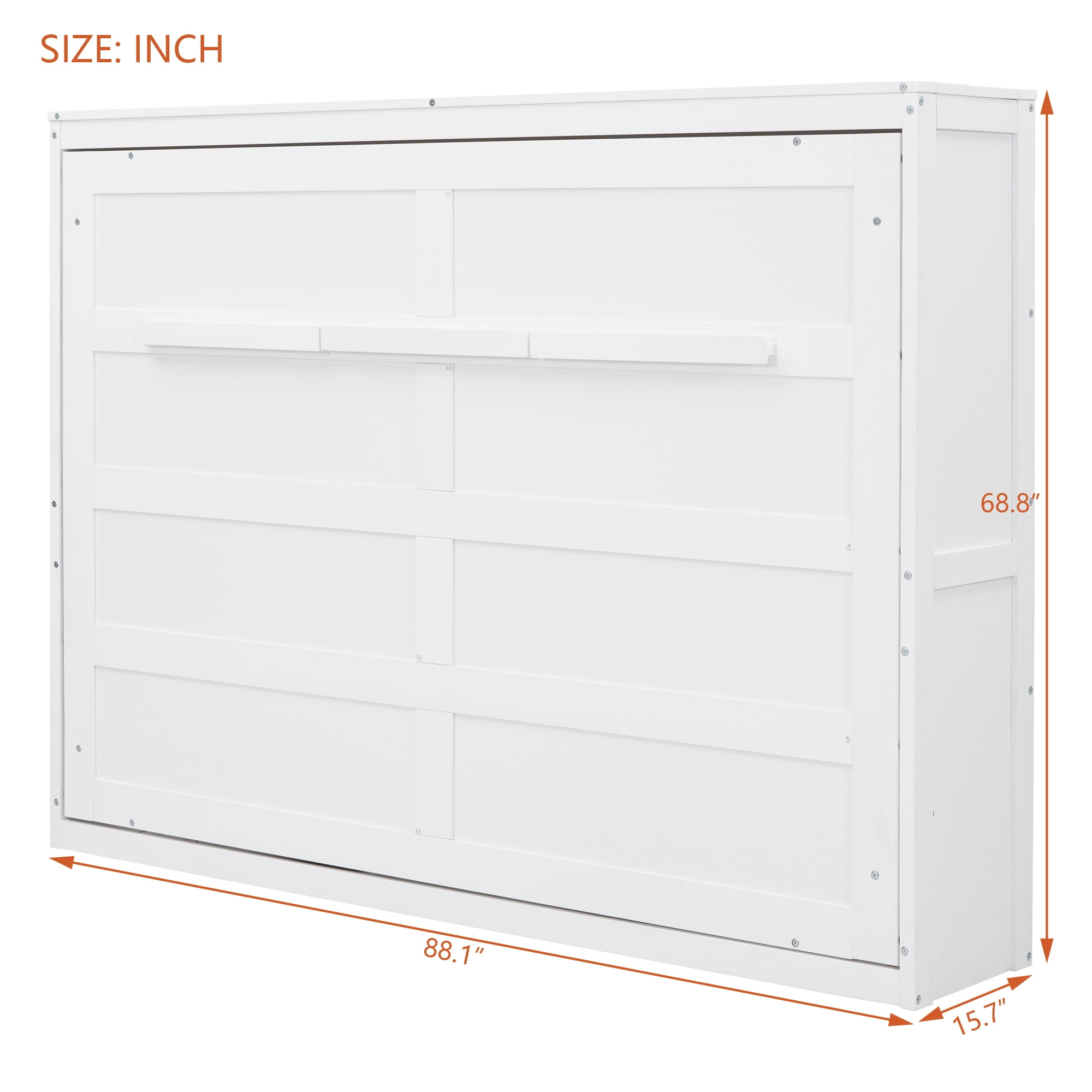 Euroco Wood Queen Size Murphy Wall Bed, White