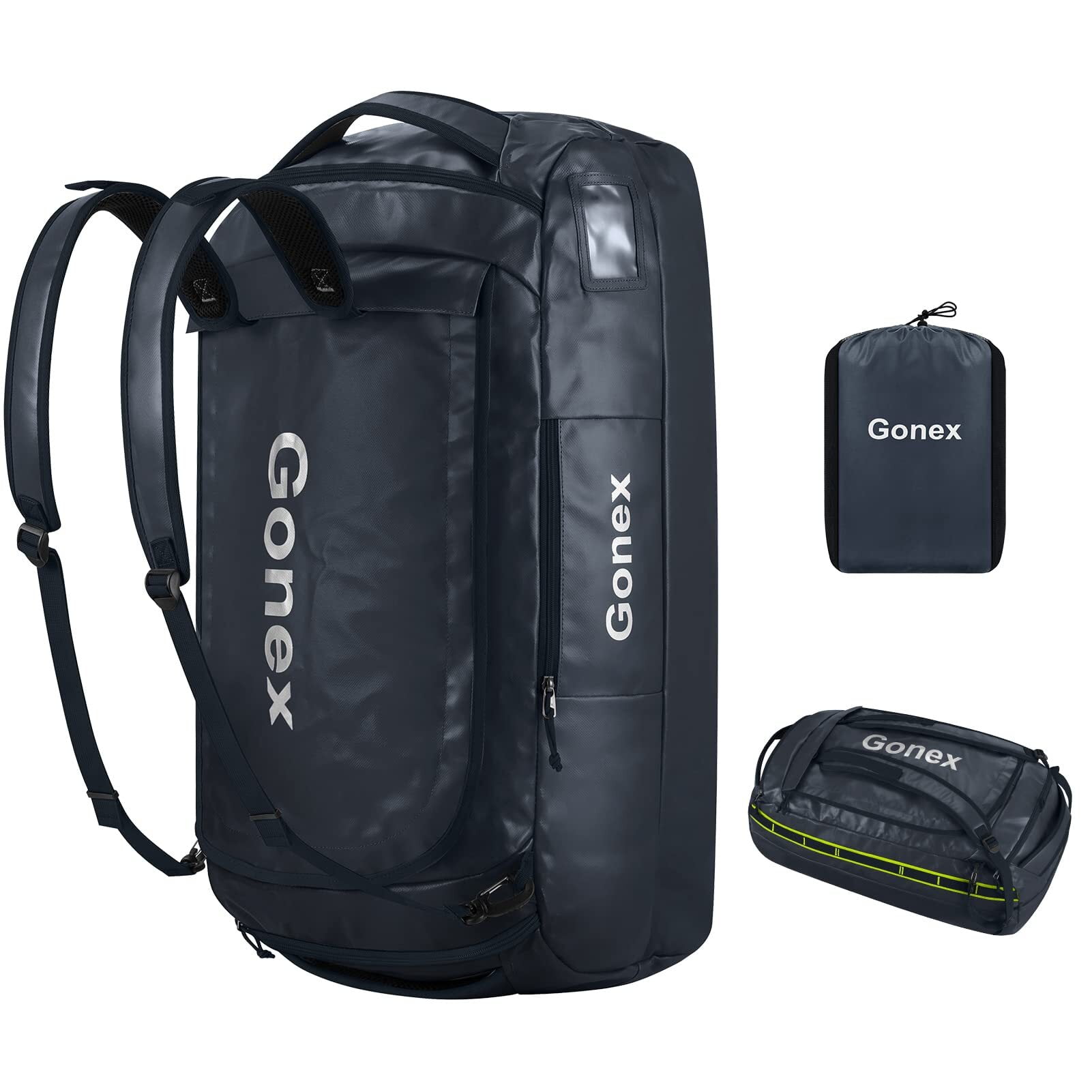 Gonex 60L Travel Duffel Bag Foldable Gym Bags Water-Repellent with Backpack Strap, Shoes Compartment