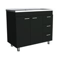 thumbnail image 2 of Izzovium Ferretti Utility Sink with Three Drawers and Double Door Cabinet, 39.4in L x 20.4in W x 30.8in H, Black, Particle Board Construction for Laundry or Kitchen, 2 of 8