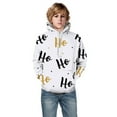 thumbnail image 2 of Oiyii Big Boys' Holiday Pullover Hoodie Letter All Over Print Long Sleeve Casual Hooded Sweatshirt Fashion Pullover Top,White, 2 of 4