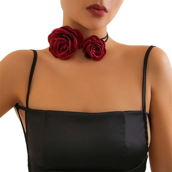 Yokua Flower Choker Necklace for Women Wed Bridal Punk Adjustable Aesthetic Jewelry