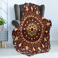 thumbnail image 4 of Mandala Soft Flannel Fleece Throw Blanket, Oriental Filigree Tile Inspired Ornament Ethnic Print, Cozy Plush for Indoor and Outdoor Use, 50" x 70", Lavender Burgundy, by Ambesonne, 4 of 5