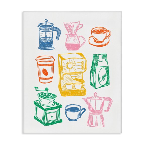 Stupell Industries Eclectic Rainbow Coffee Icon Canvas Art, 16 x 20, by JJ Design House LLC