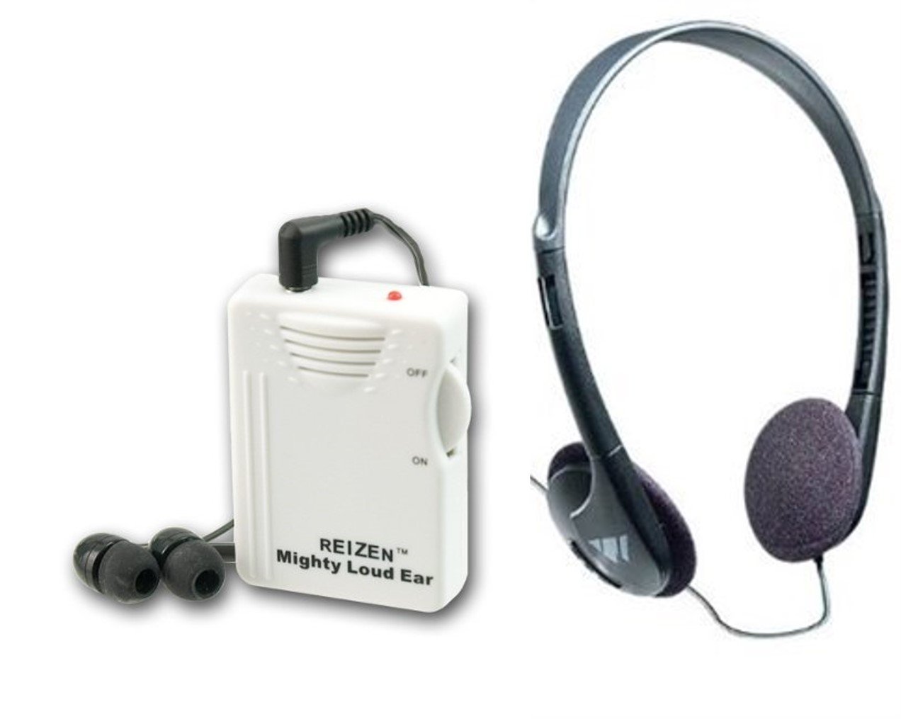 Reizen Mighty Loud Ear 120dB Personal Sound Hearing Amplifier with Earphones  and Extra Headphones - Walmart.com