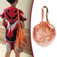 thumbnail image 5 of CHENjy Reusable Cotton String Bag, Mesh Produce Bag with 10 Inch Shoulder Straps, Farmers Market Grocery Tote for Fruits and Storage, Orange, 5 of 7