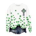 thumbnail image 3 of Pounoo St Patricks Day Long Sleeve Shirt for Women Shamrock Art Print Tops Fashion Comfortable Casual Saint Patricks Sweatshirt Gift, 3 of 7