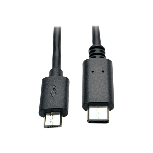 Hi-Speed 6ft USB 2.0 Micro-B USB Type USB Type B -C USB-C 6 ft Câble Mâle vers Mâle 6' - Câble USB - 24 Broches USB-C (M) vers Micro- (M) - USB 2.0 - - Moulé - Noir