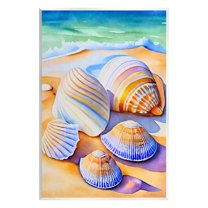 Stupell Industries Vibrant Seashells on Shore Nature Painting Unframed Art Print Wall Art, 13 x 19