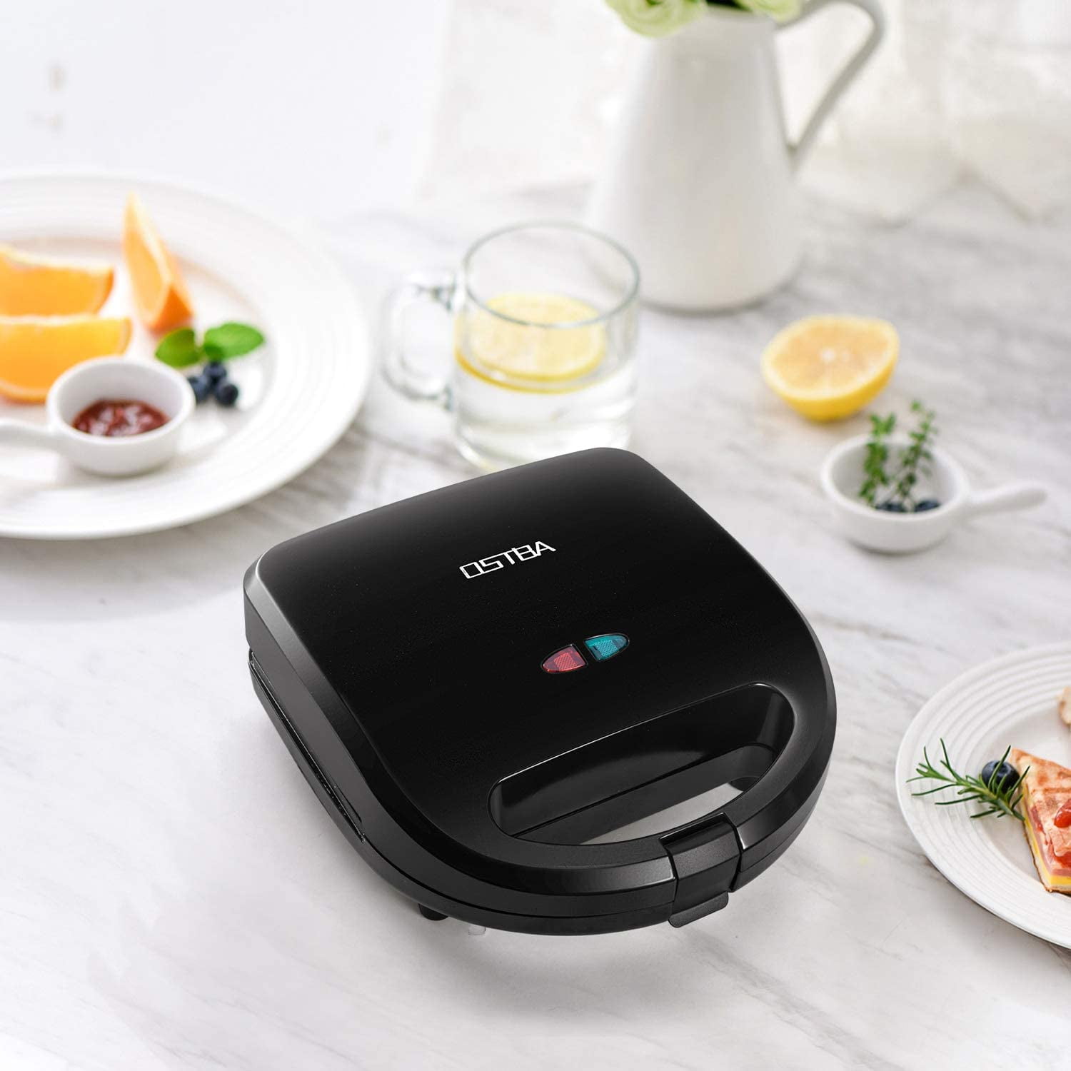 OSTBA Sandwich Maker, Toaster And Electric Panini Press With Non-Stick  Plates, LED Indicator Lights, Cool Touch Handle, Black