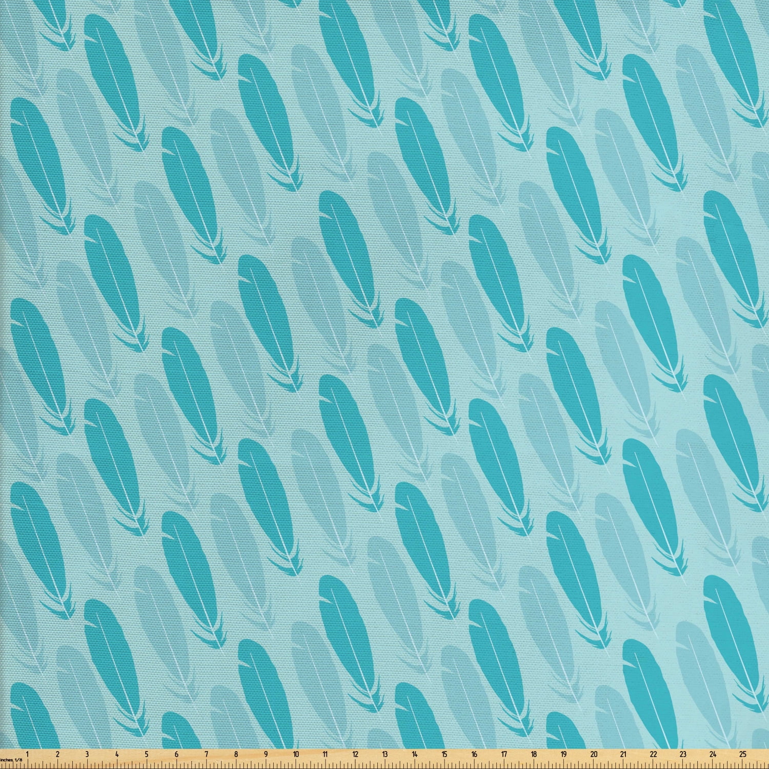 Feathers Fabric by The Yard, Repetitive Pattern with Diagonal Style Plumage Items Blue
