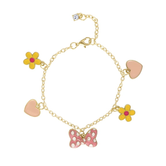 Disney Women's Minnie Mouse Bow Charm Bracelet with Polished Finish