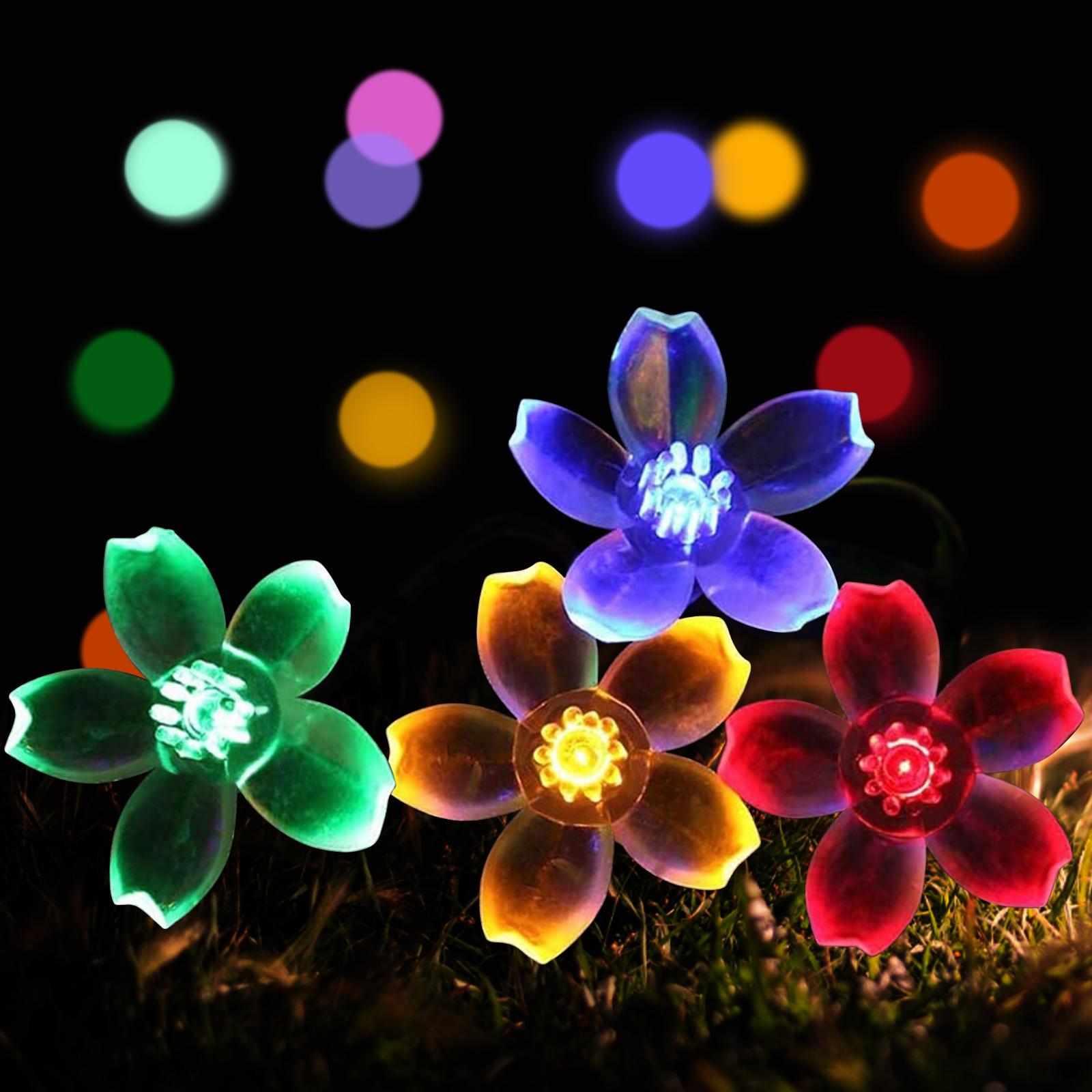 Yoglam 23ft 50 LED Solar Flower String Lights Multicolor photo 1