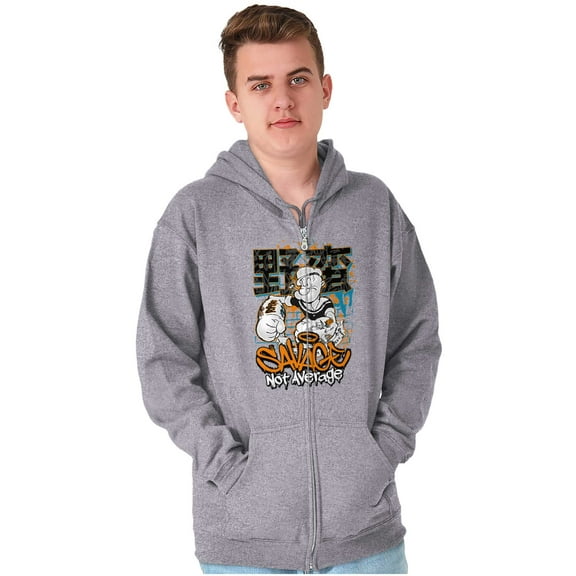 Urban Popeye Savage Not Average Zip Hoodie Sweatshirt Men Brisco Brands S