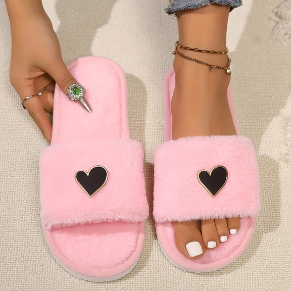 uublik Sleepers Womens Fuzzy Slippers Indoor Home Slippers House Slippers Open-Toe Breathable Winter Indoor Slippers, Pink