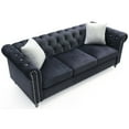thumbnail image 2 of Raisa 83" Black Velvet 3-Seater Sofa With 2-Throw Pillow, 2 of 4