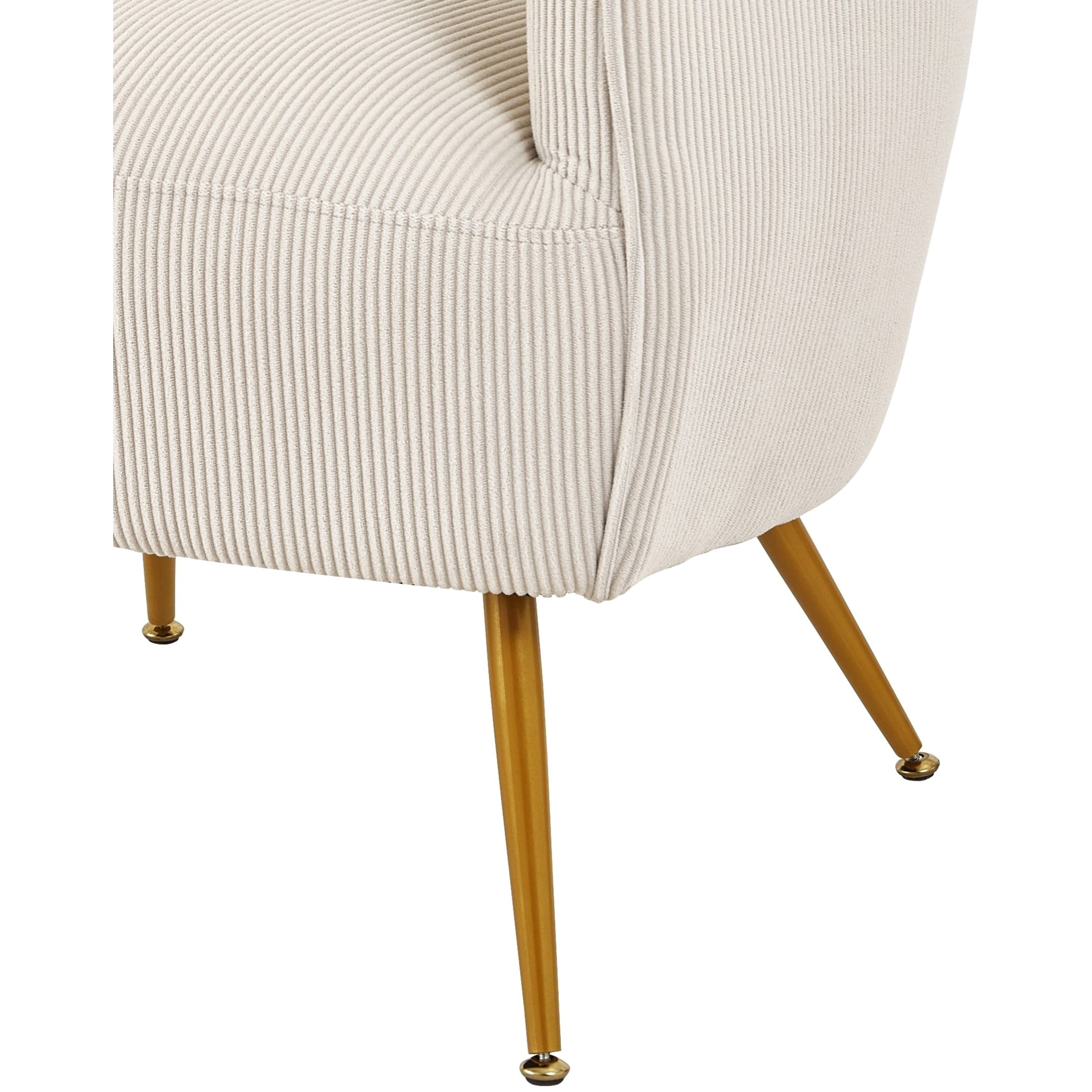 GDF Studio Modern Barrel Accent Chair with Corduroy Upholstery & Gold Metal Legs, Beige