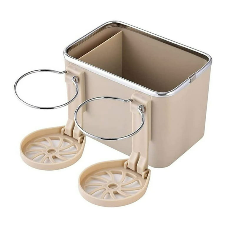 Car Armrest Storage Box Water Cup Holder, Car Console Organizer with 2  Foldable Cup Holders, Universal Multifunctional Armrest Storage Box, Beige  