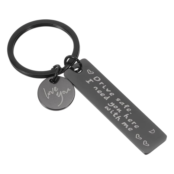 Uxcell Drive Safe Love You Letter D Keychain with Gift Box for Him Men Christmas Valentines Day Gifts, Black